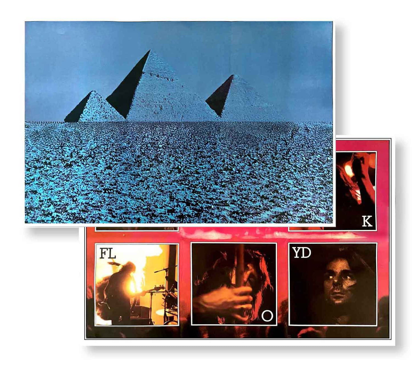 Pink Floyd – Original 1970s DSOTM Poster Set (European Issue w/ Blue Pyramids + Reversed Band Poster)