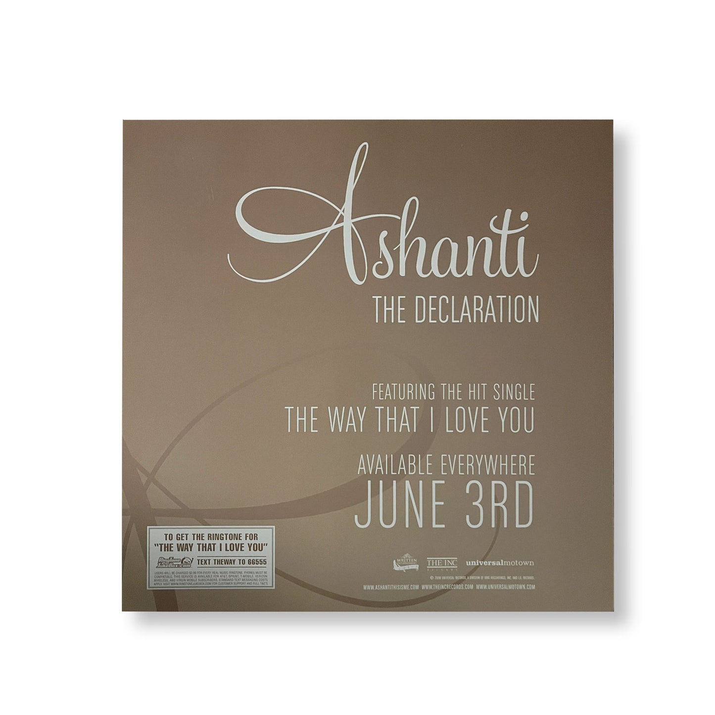 Ashanti "The Declaration" 12 x 12" Original Double-sided promotional flat