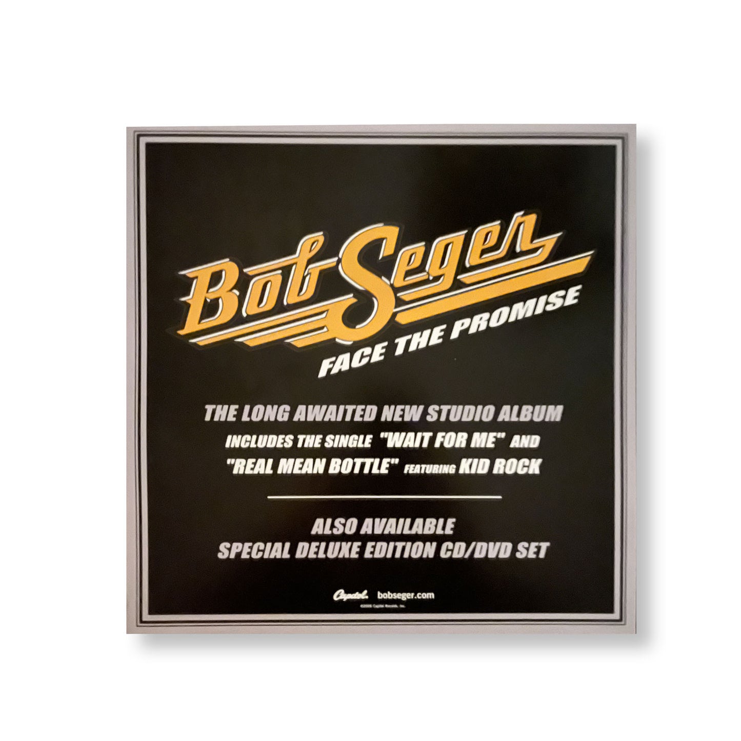 Bob Seger "Face the Promise" 12 x 12" Original Double-sided promotional flat