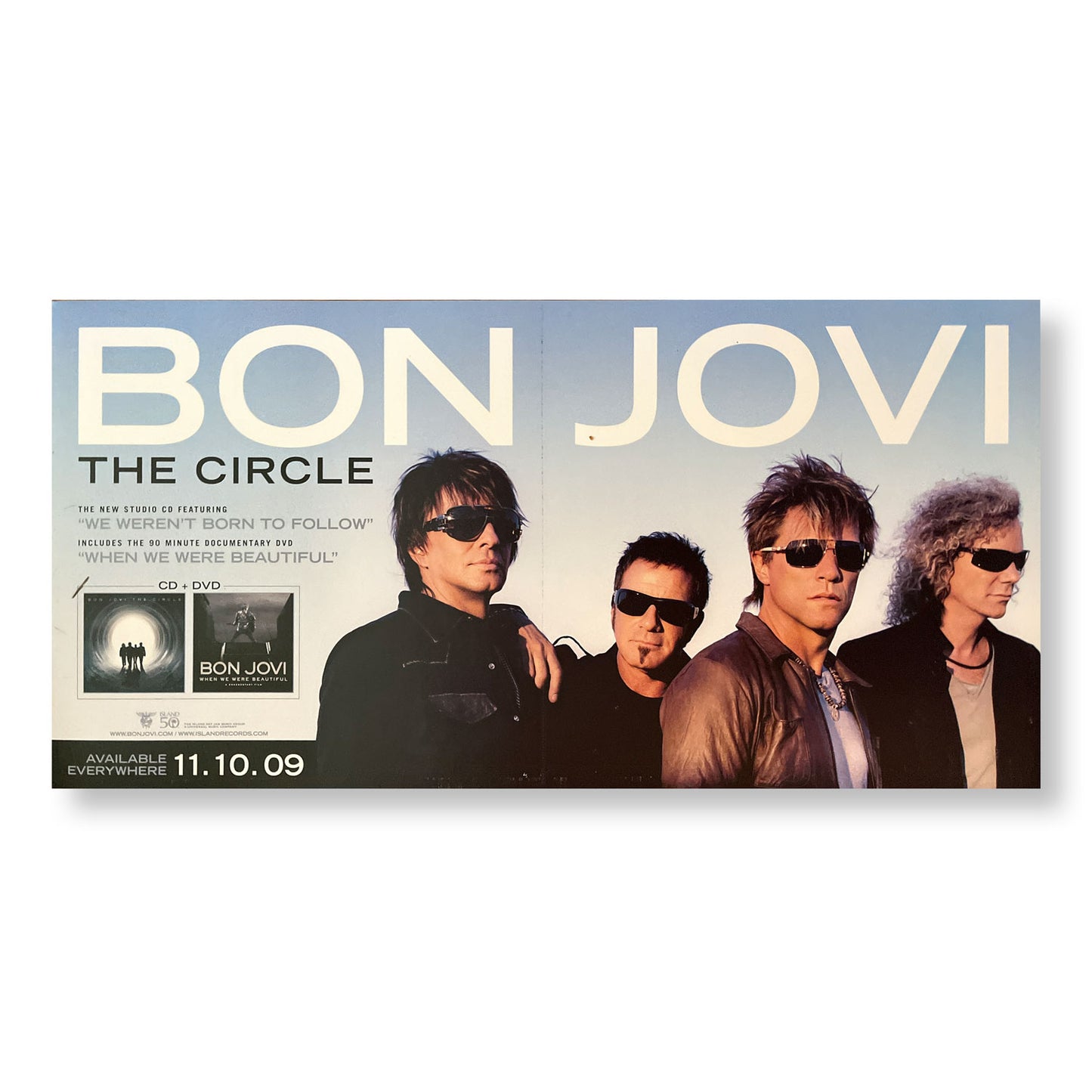 Bon Jovi, "The Circle" 12 x 24" Double-sided promotional flats