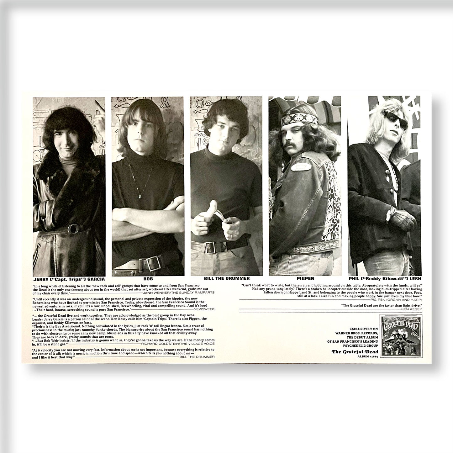 Grateful Dead "Debut" 11 x 17" double-sided promotional poster *Rare