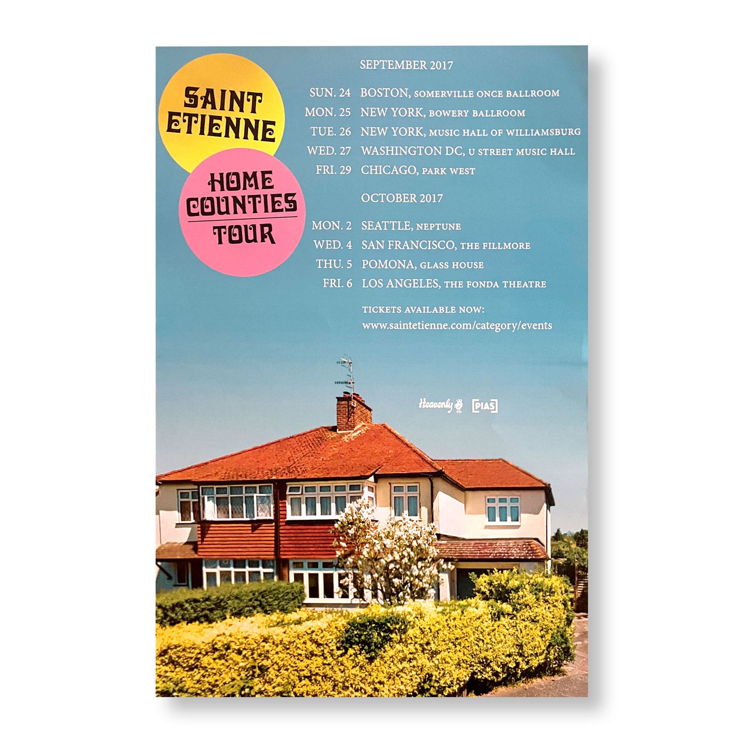 Saint Etienne "Home Counties" Tour 11 x 17" single sided promotional poster *Rare