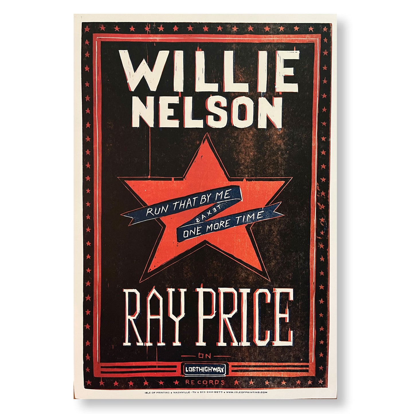 Willie Nelson & Ray Price .5" Single-sided Promotional poster