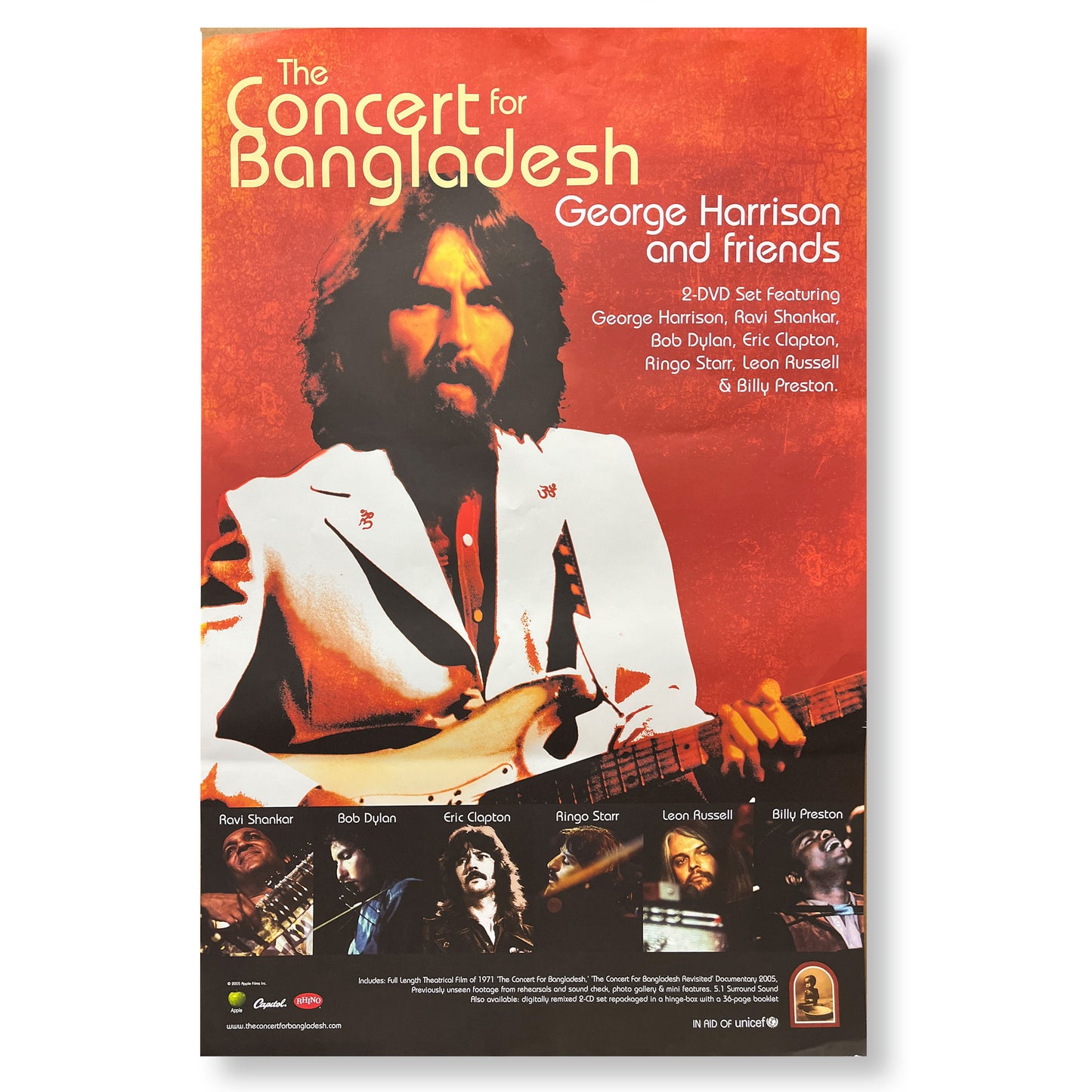 George Harrison: Concert for Bangladesh 24"x36" Promotional Poster. Rare.