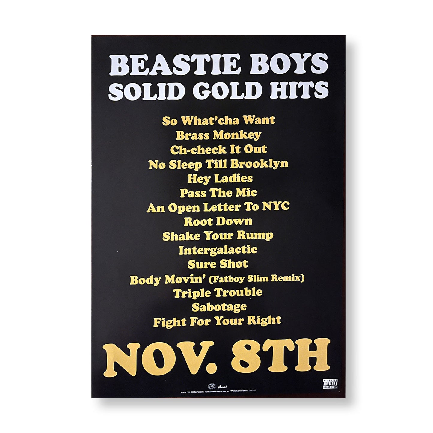 Beastie Boys "Solid Gold Hits" 11 x 17" double-sided promotional poster *Rare