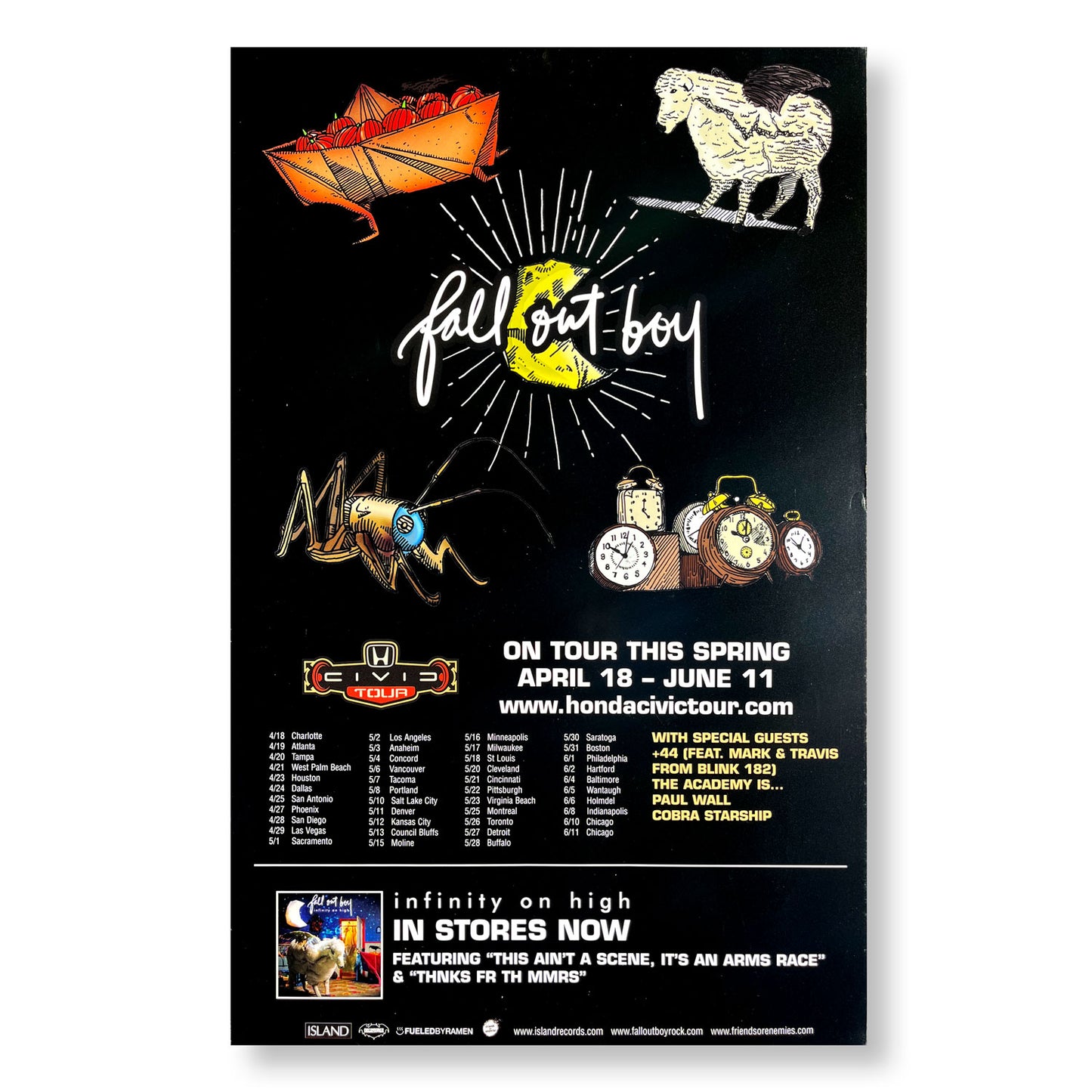 Fallout Boy "Infinity on High" 11 x 17" double-sided promotional tour poster *Rare