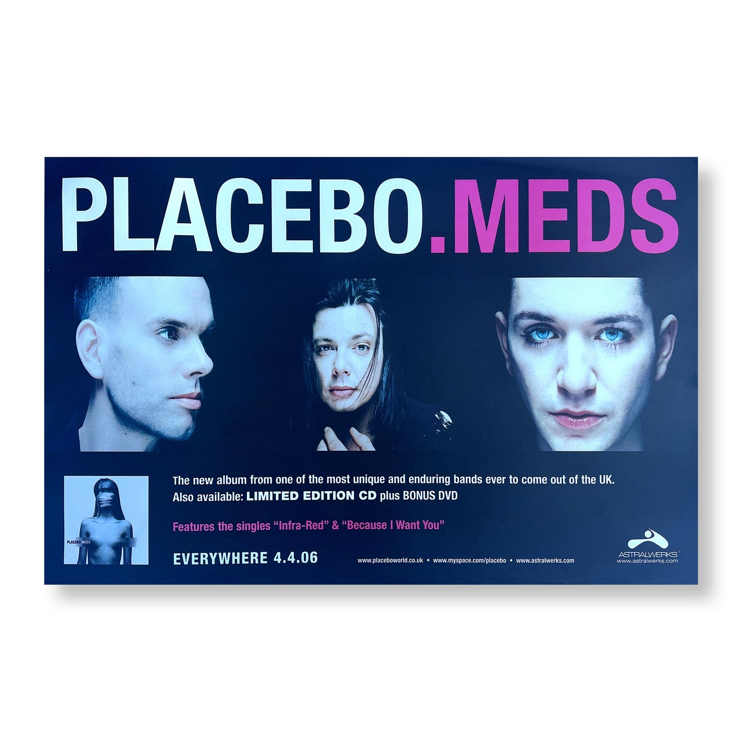 Placebo "Meds" 11 x 17" double-sided tour poster *Rare