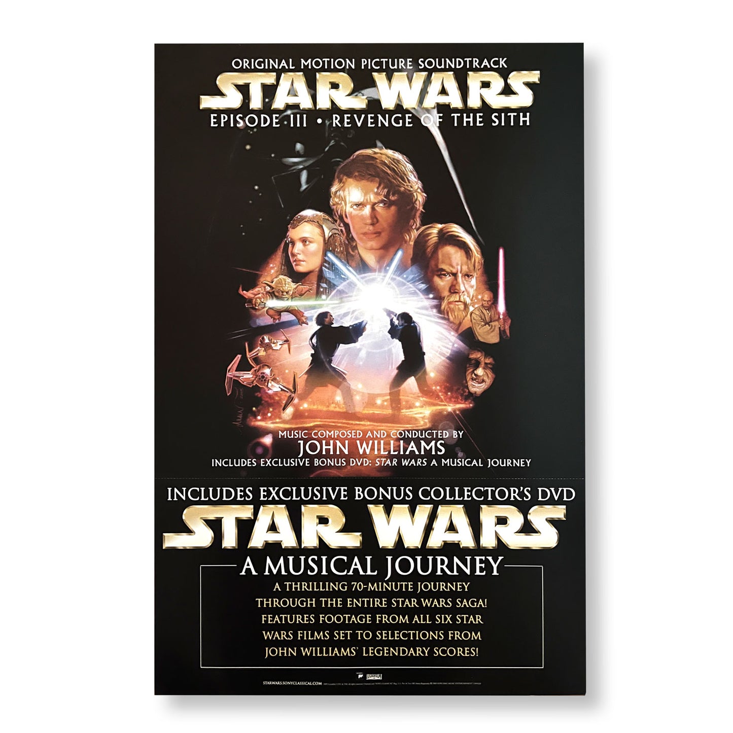 "Star Wars Episode III Original Motion Picture Soundtrack" 12 x 18" double-sided promotional poster *Rare