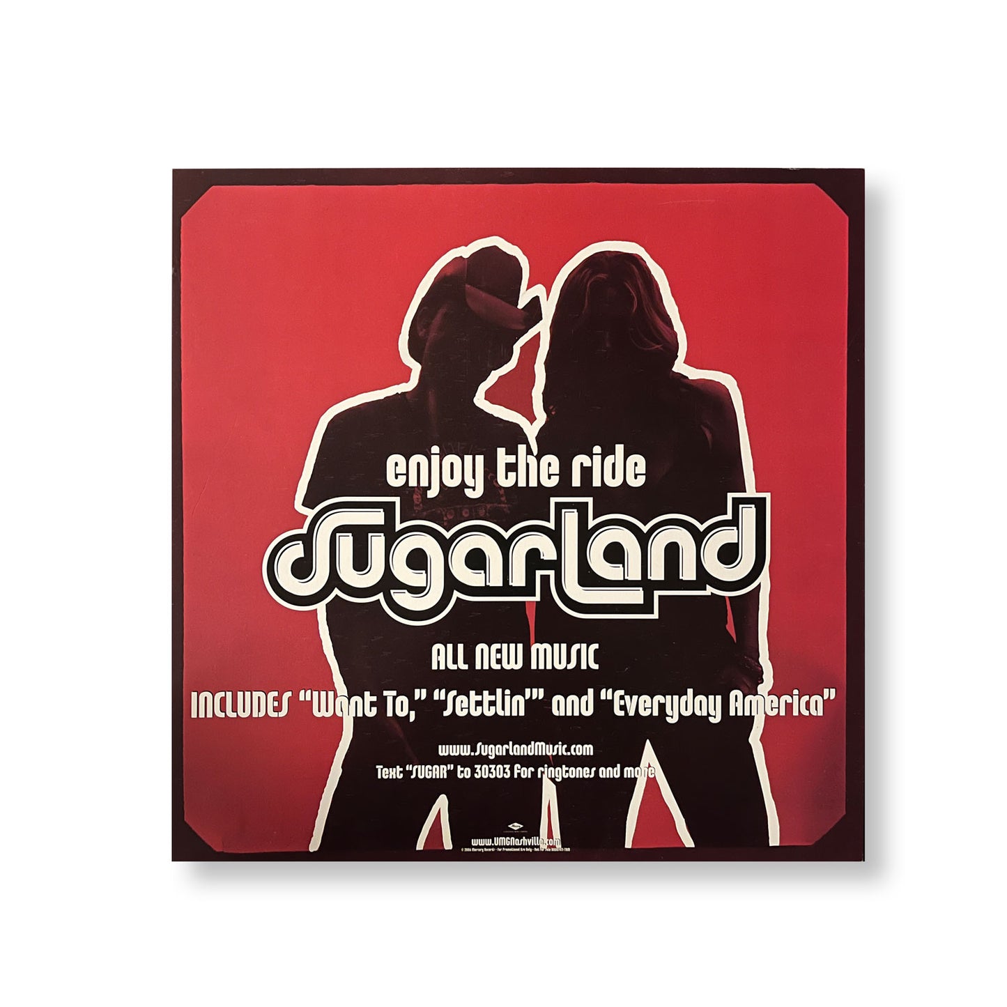 Sugarland "Enjoy the Ride" 12 x 12" Original Double-sided promotional flat